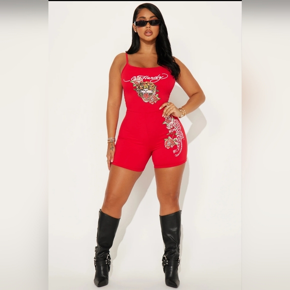 Ed Hardy Tiger Romper - Red - Medium - Picture 3 of 3